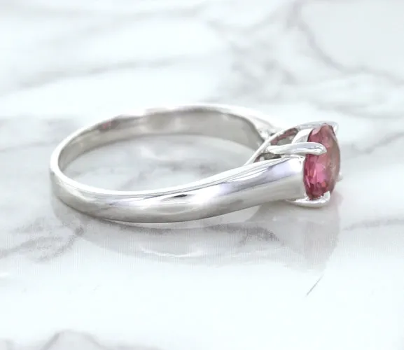 1.27ct Round Pink Sapphire Ring in 14K White Gold