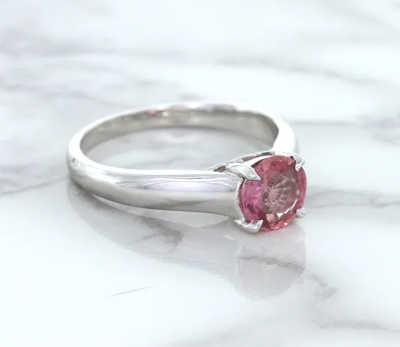 1.27ct Round Pink Sapphire Ring in 14K White Gold