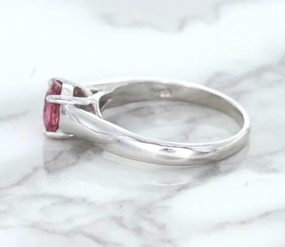 1.27ct Round Pink Sapphire Ring in 14K White Gold