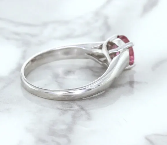 1.27ct Round Pink Sapphire Ring in 14K White Gold