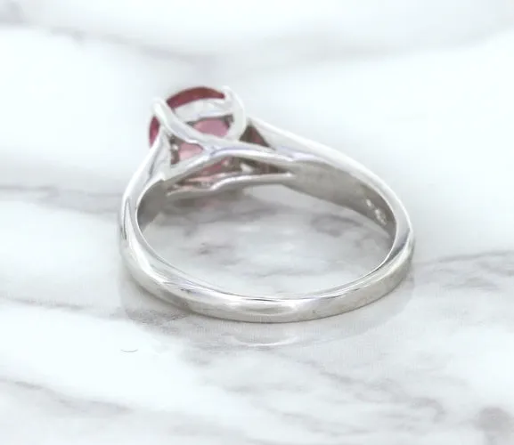 1.27ct Round Pink Sapphire Ring in 14K White Gold