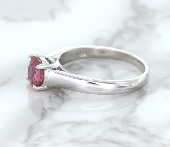 1.27ct Round Pink Sapphire Ring in 14K White Gold