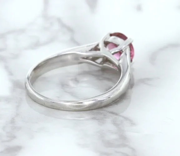 1.27ct Round Pink Sapphire Ring in 14K White Gold