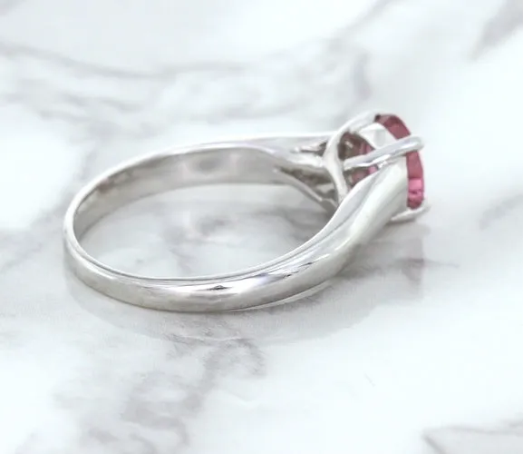 1.27ct Round Pink Sapphire Ring in 14K White Gold