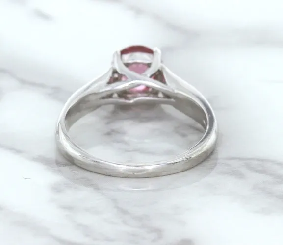1.27ct Round Pink Sapphire Ring in 14K White Gold