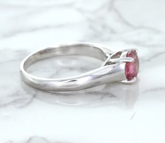 1.27ct Round Pink Sapphire Ring in 14K White Gold