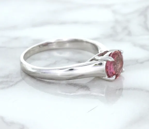 1.27ct Round Pink Sapphire Ring in 14K White Gold