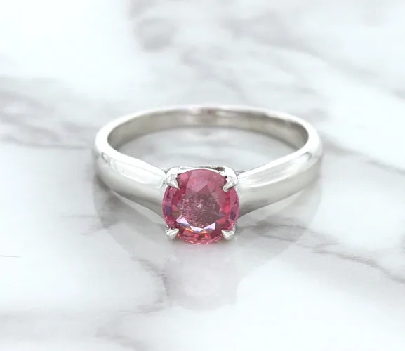 1.27ct Round Pink Sapphire Ring in 14K White Gold