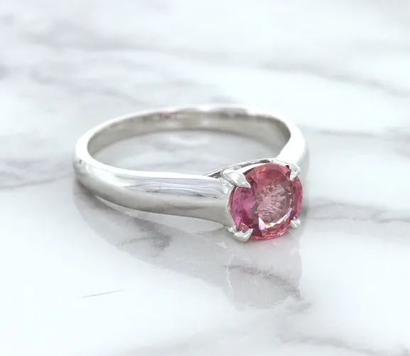 1.27ct Round Pink Sapphire Ring in 14K White Gold