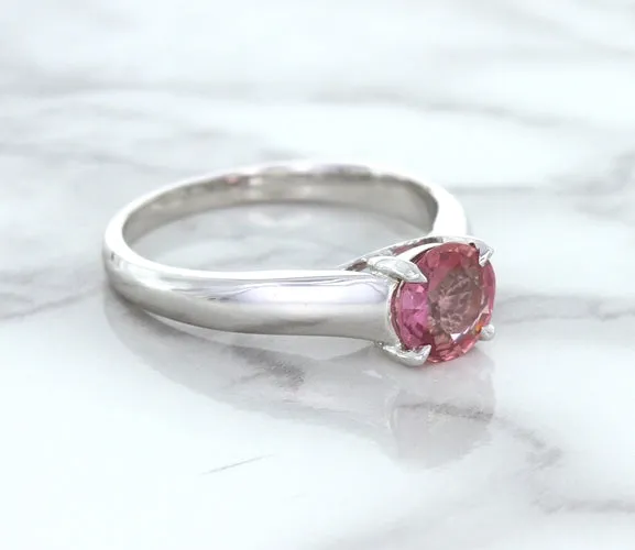 1.27ct Round Pink Sapphire Ring in 14K White Gold