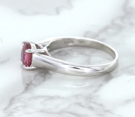 1.27ct Round Pink Sapphire Ring in 14K White Gold