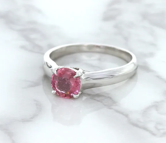 1.27ct Round Pink Sapphire Ring in 14K White Gold