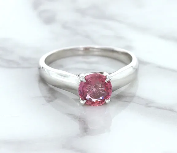 1.27ct Round Pink Sapphire Ring in 14K White Gold