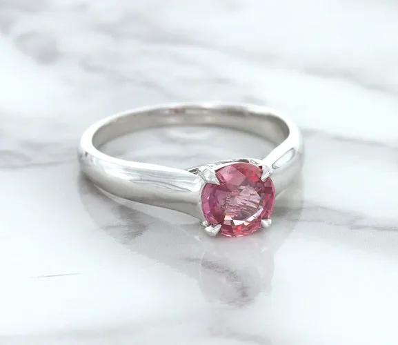 1.27ct Round Pink Sapphire Ring in 14K White Gold