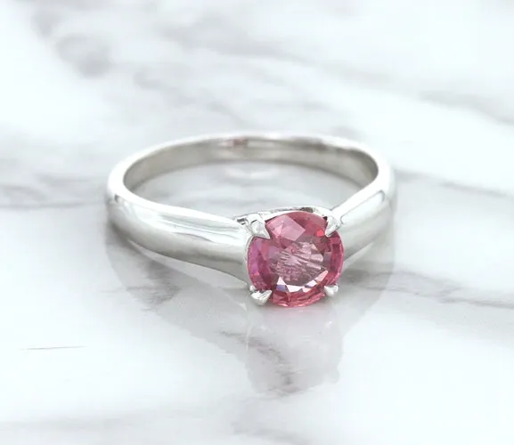 1.27ct Round Pink Sapphire Ring in 14K White Gold