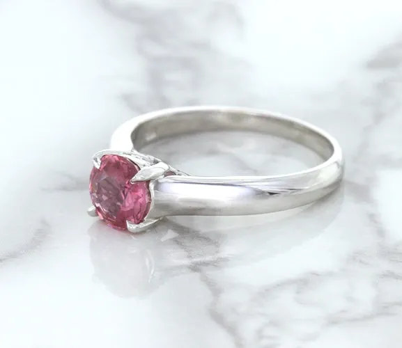 1.27ct Round Pink Sapphire Ring in 14K White Gold