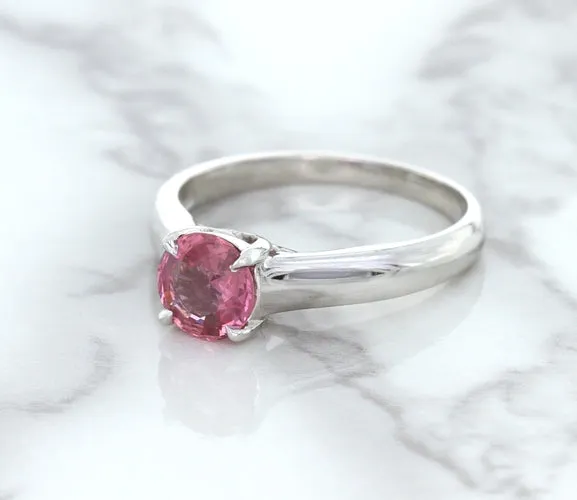 1.27ct Round Pink Sapphire Ring in 14K White Gold