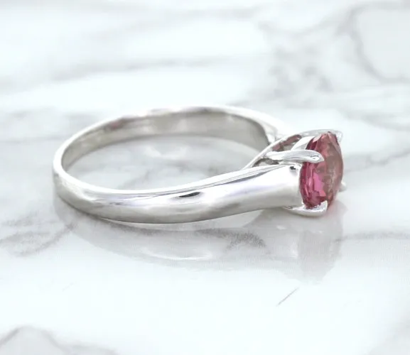 1.27ct Round Pink Sapphire Ring in 14K White Gold