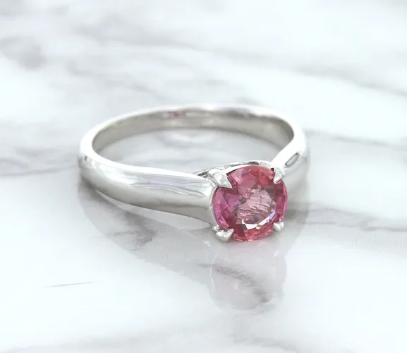 1.27ct Round Pink Sapphire Ring in 14K White Gold