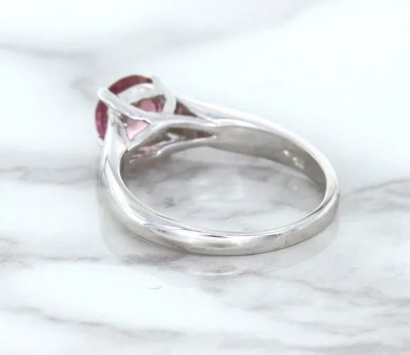 1.27ct Round Pink Sapphire Ring in 14K White Gold
