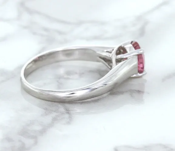 1.27ct Round Pink Sapphire Ring in 14K White Gold
