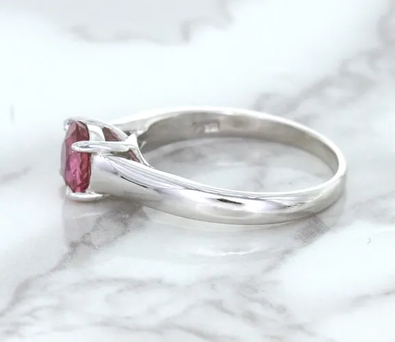 1.27ct Round Pink Sapphire Ring in 14K White Gold