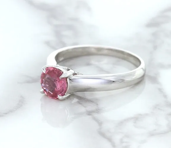 1.27ct Round Pink Sapphire Ring in 14K White Gold