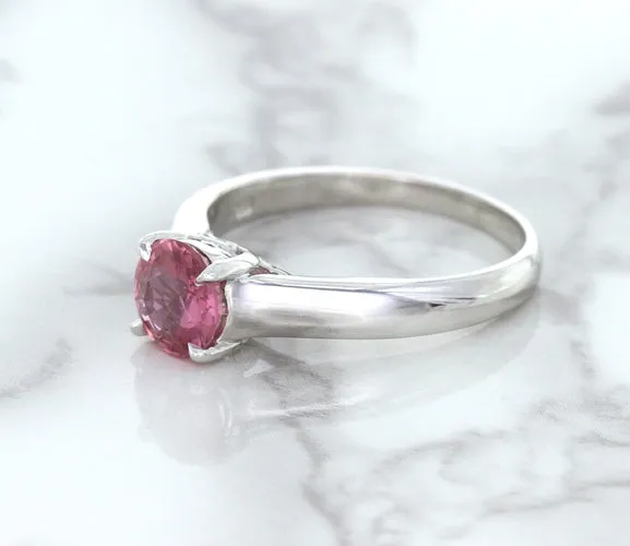 1.27ct Round Pink Sapphire Ring in 14K White Gold