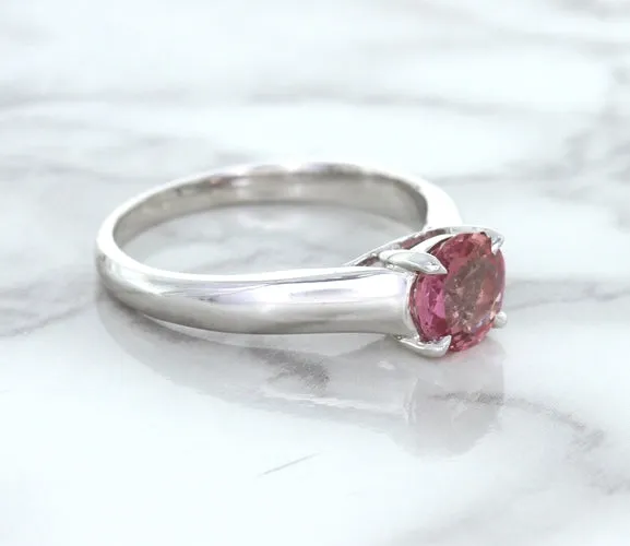 1.27ct Round Pink Sapphire Ring in 14K White Gold