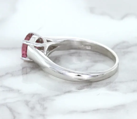 1.27ct Round Pink Sapphire Ring in 14K White Gold