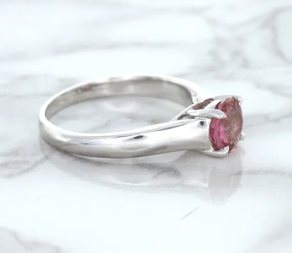 1.27ct Round Pink Sapphire Ring in 14K White Gold