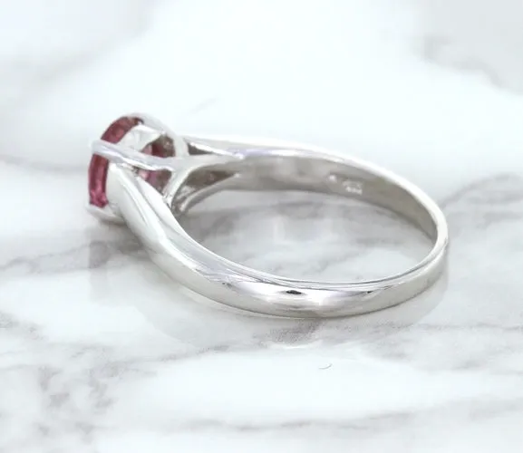 1.27ct Round Pink Sapphire Ring in 14K White Gold