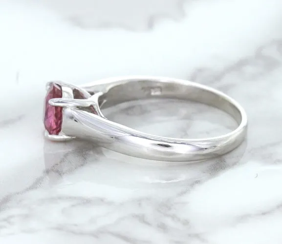 1.27ct Round Pink Sapphire Ring in 14K White Gold