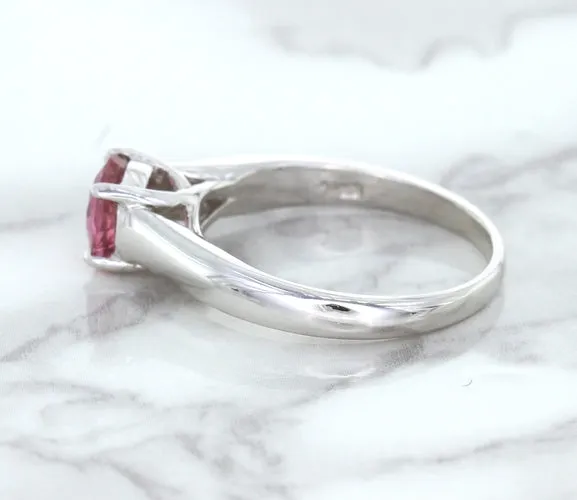 1.27ct Round Pink Sapphire Ring in 14K White Gold