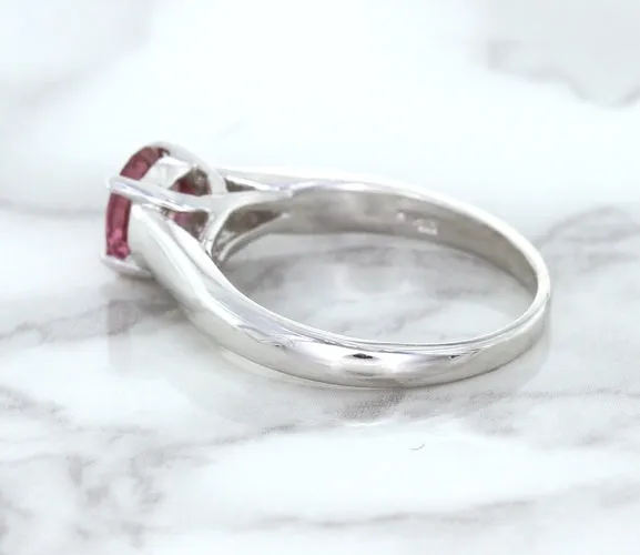 1.27ct Round Pink Sapphire Ring in 14K White Gold