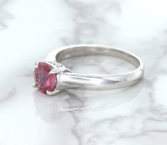 1.27ct Round Pink Sapphire Ring in 14K White Gold