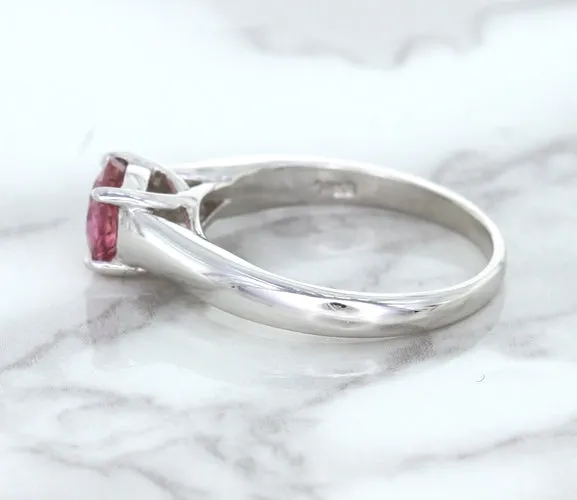 1.27ct Round Pink Sapphire Ring in 14K White Gold