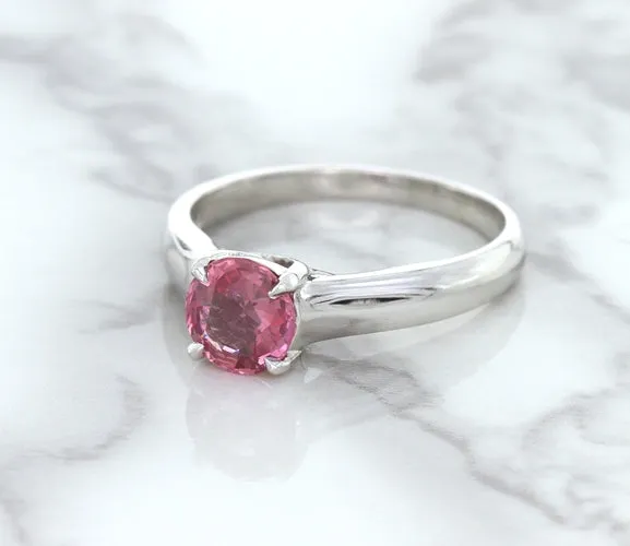 1.27ct Round Pink Sapphire Ring in 14K White Gold