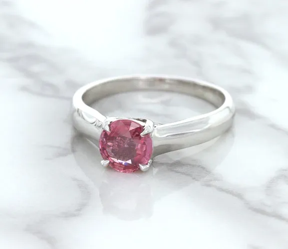 1.27ct Round Pink Sapphire Ring in 14K White Gold