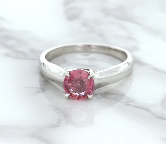 1.27ct Round Pink Sapphire Ring in 14K White Gold