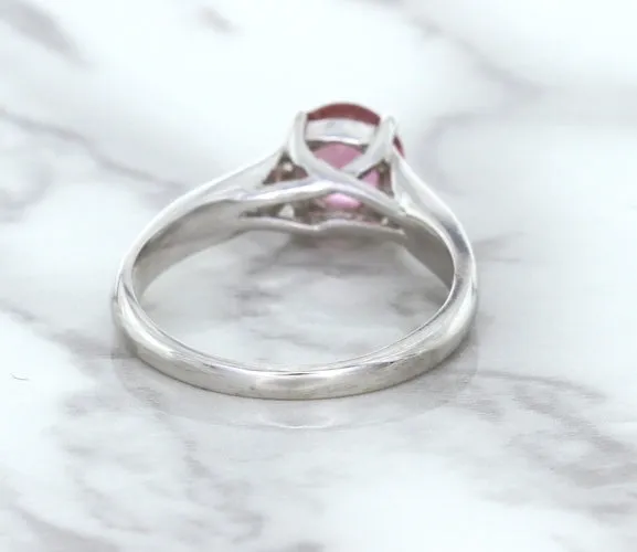 1.27ct Round Pink Sapphire Ring in 14K White Gold