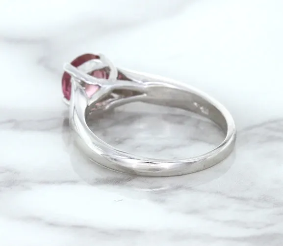 1.27ct Round Pink Sapphire Ring in 14K White Gold