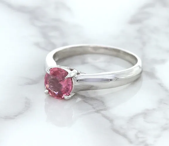 1.27ct Round Pink Sapphire Ring in 14K White Gold