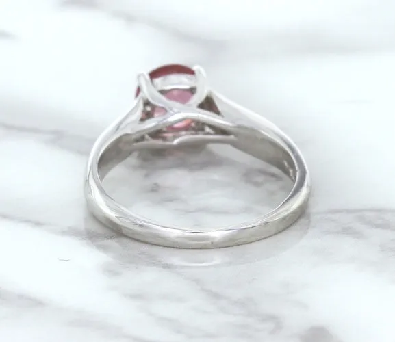 1.27ct Round Pink Sapphire Ring in 14K White Gold