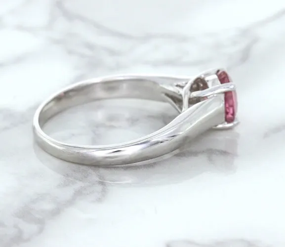 1.27ct Round Pink Sapphire Ring in 14K White Gold