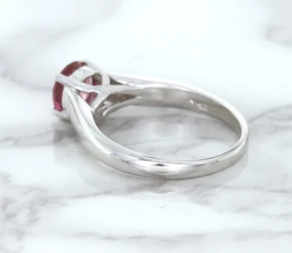 1.27ct Round Pink Sapphire Ring in 14K White Gold