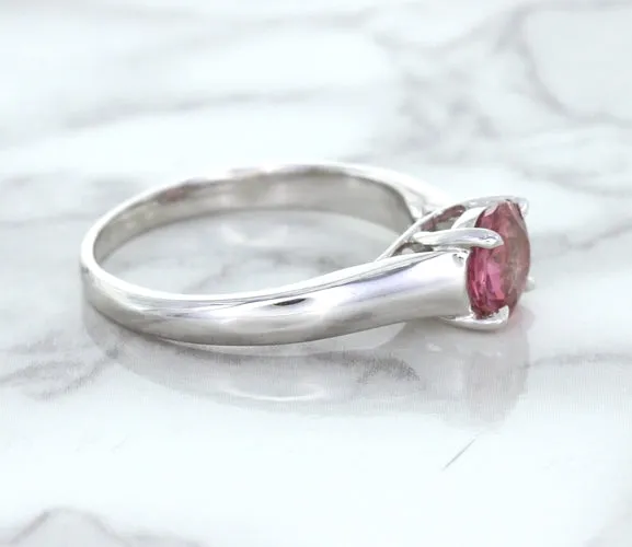 1.27ct Round Pink Sapphire Ring in 14K White Gold