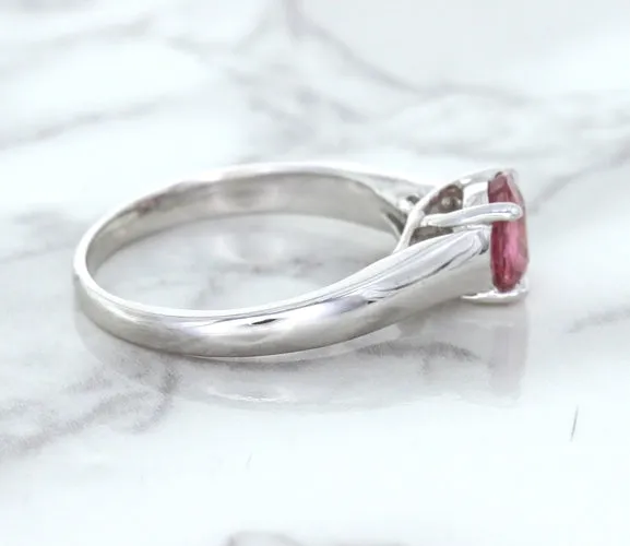 1.27ct Round Pink Sapphire Ring in 14K White Gold