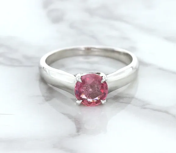 1.27ct Round Pink Sapphire Ring in 14K White Gold