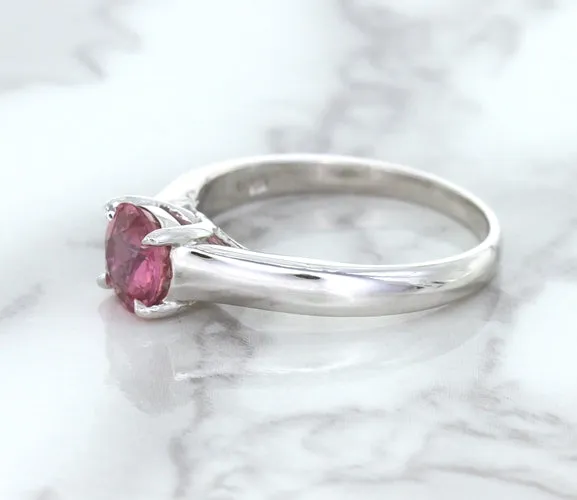 1.27ct Round Pink Sapphire Ring in 14K White Gold